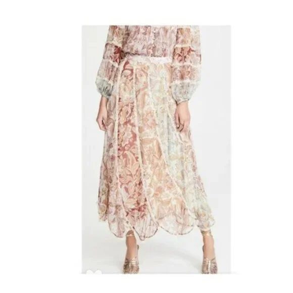 NWT Zimmermann Ladybeetle Spliced Skirt in Floral AU 0